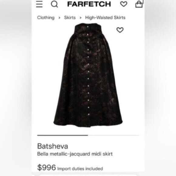 🌹HP🌹Batsheva Bella BNWOT metallic jacquard midi skirt 6 - Picture 5 of 15